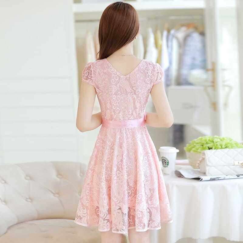 Korean Style Lace Chiffon Waist Slimming Line Skirt