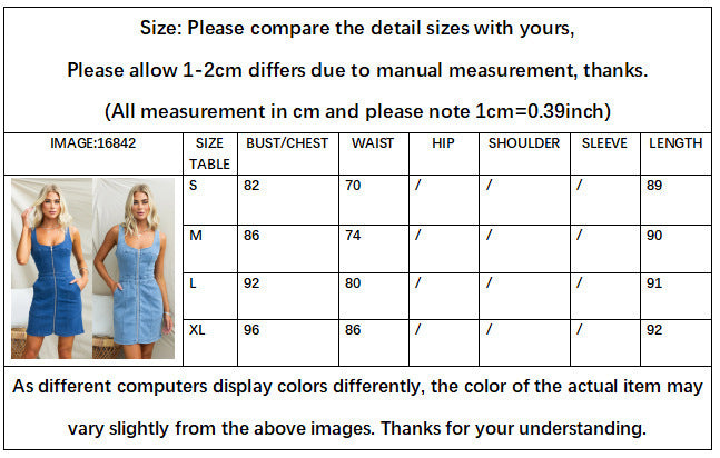 Spring And Summer Casual Slim Fit Denim Sleeveless Dress