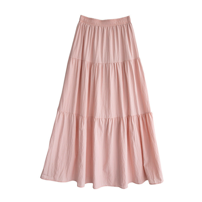Gentle White Early Spring High Waist Fairy Cake Dress Slimming All-matching A- Line Skirt