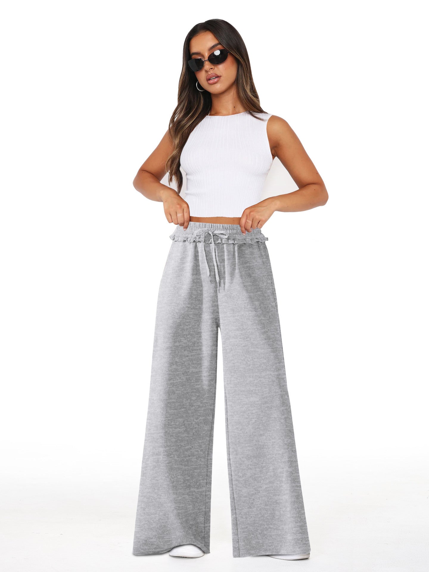 Versatile Pocket Straight Wide-leg Pants