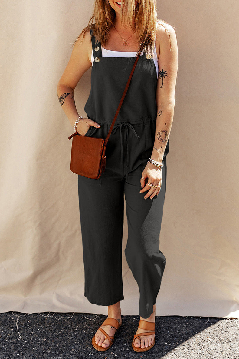 Solid Color Camisole Jumpsuit Loose Sleeveless