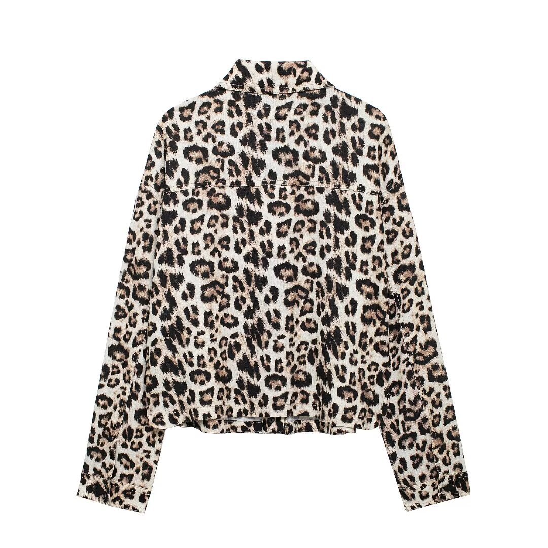 Women's Animal Print Coat Shirt Pants Suit