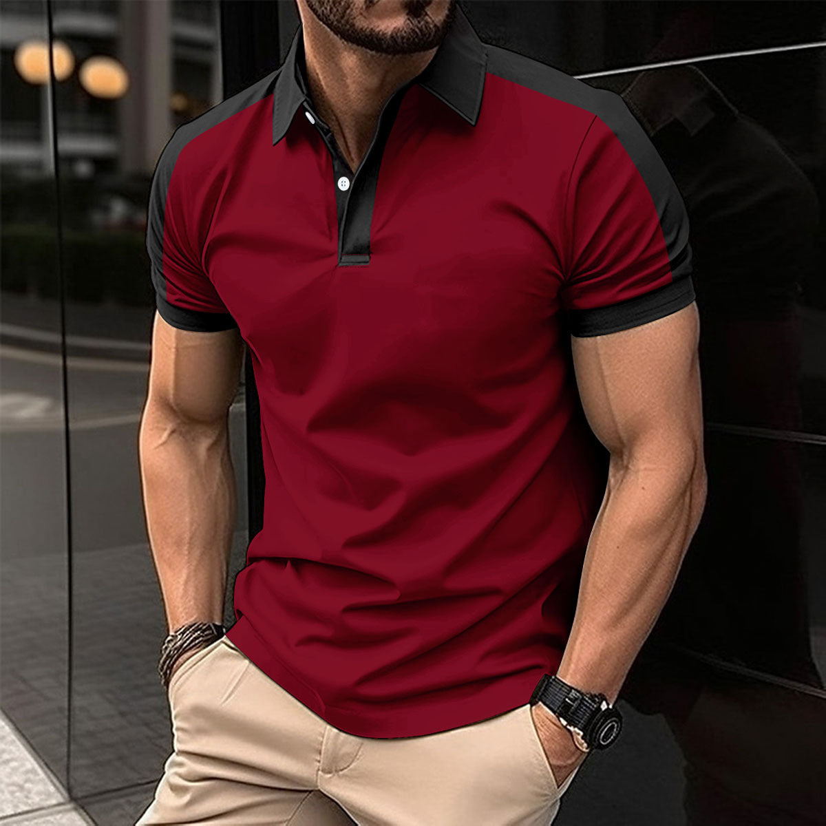 Men's Short Sleeve Business Shirt Summer Casual Polo Shirts