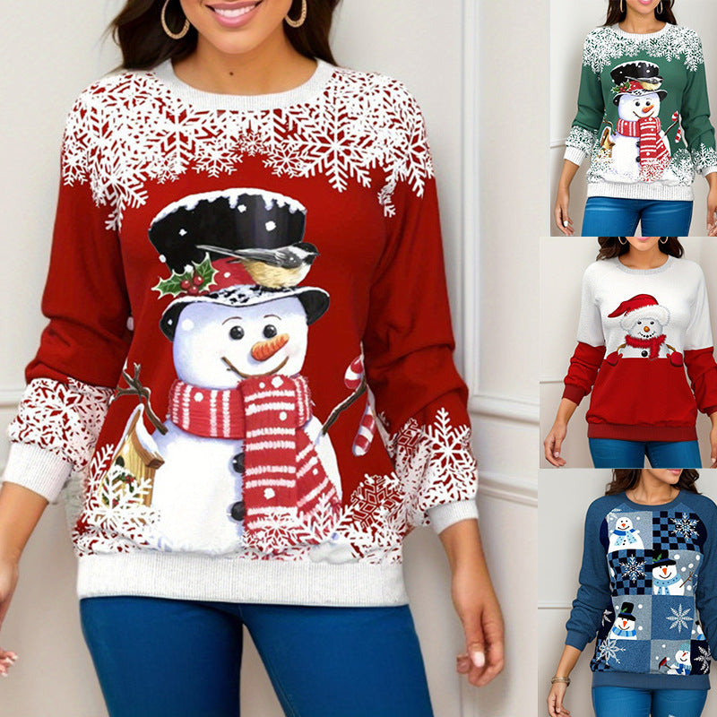 Christmas Printed Raglan Printed Sweater