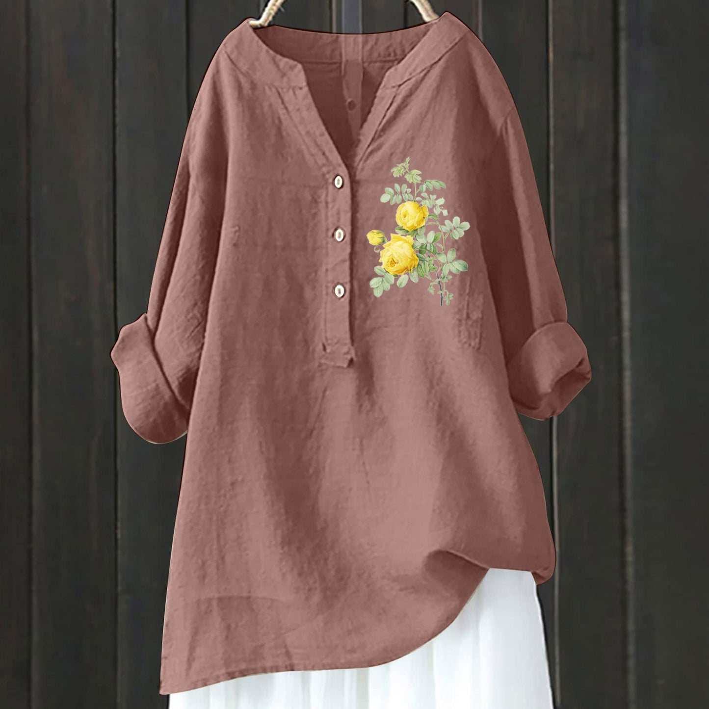 Chinese Style Bamboo Linen Comfort Printing Fashionable All-match Shirt