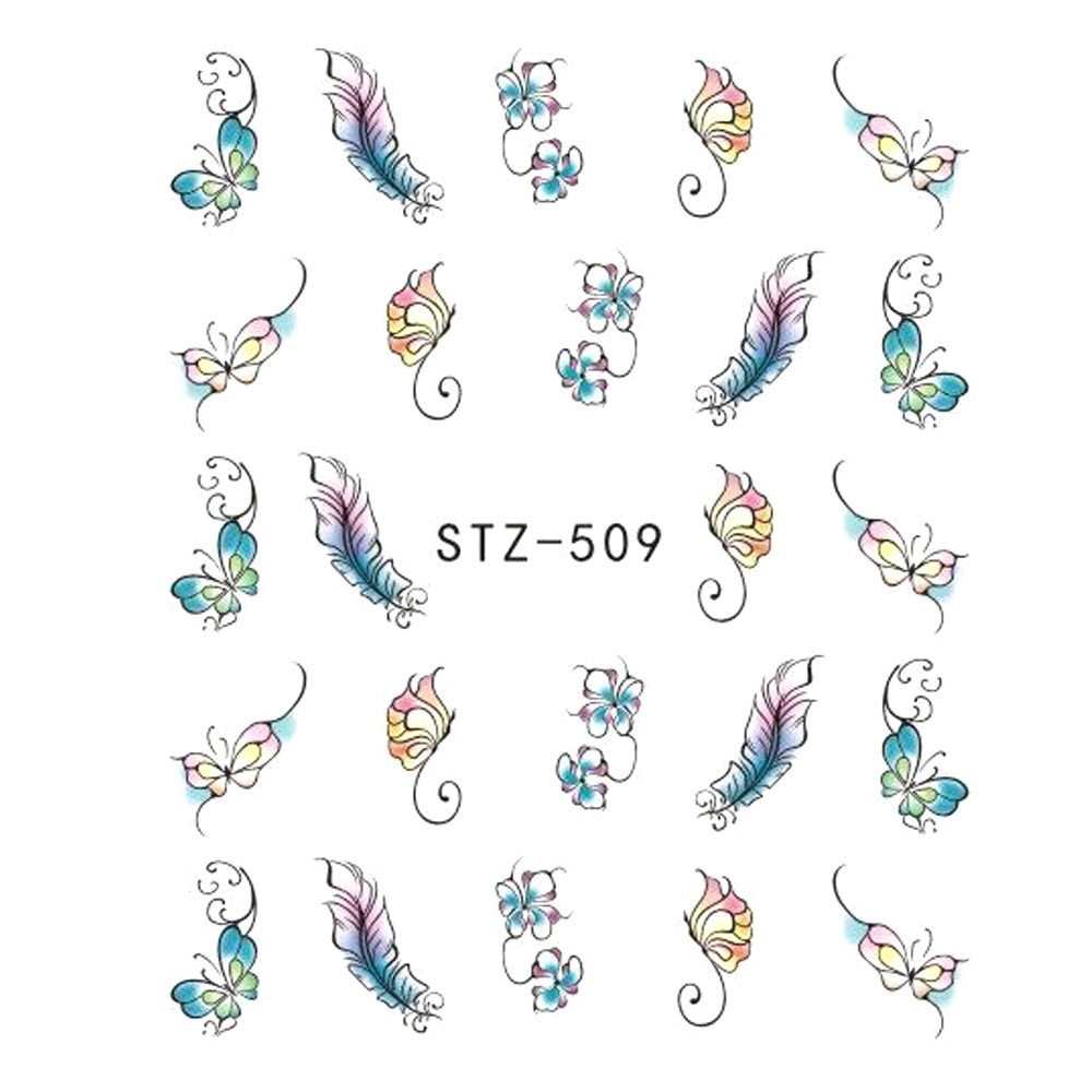 1pcs Nail Sticker Butterfly Flower Water Transfer Decal Sliders for Nail Art Decoration Tattoo Manicure Wraps Tools Tip JISTZ508