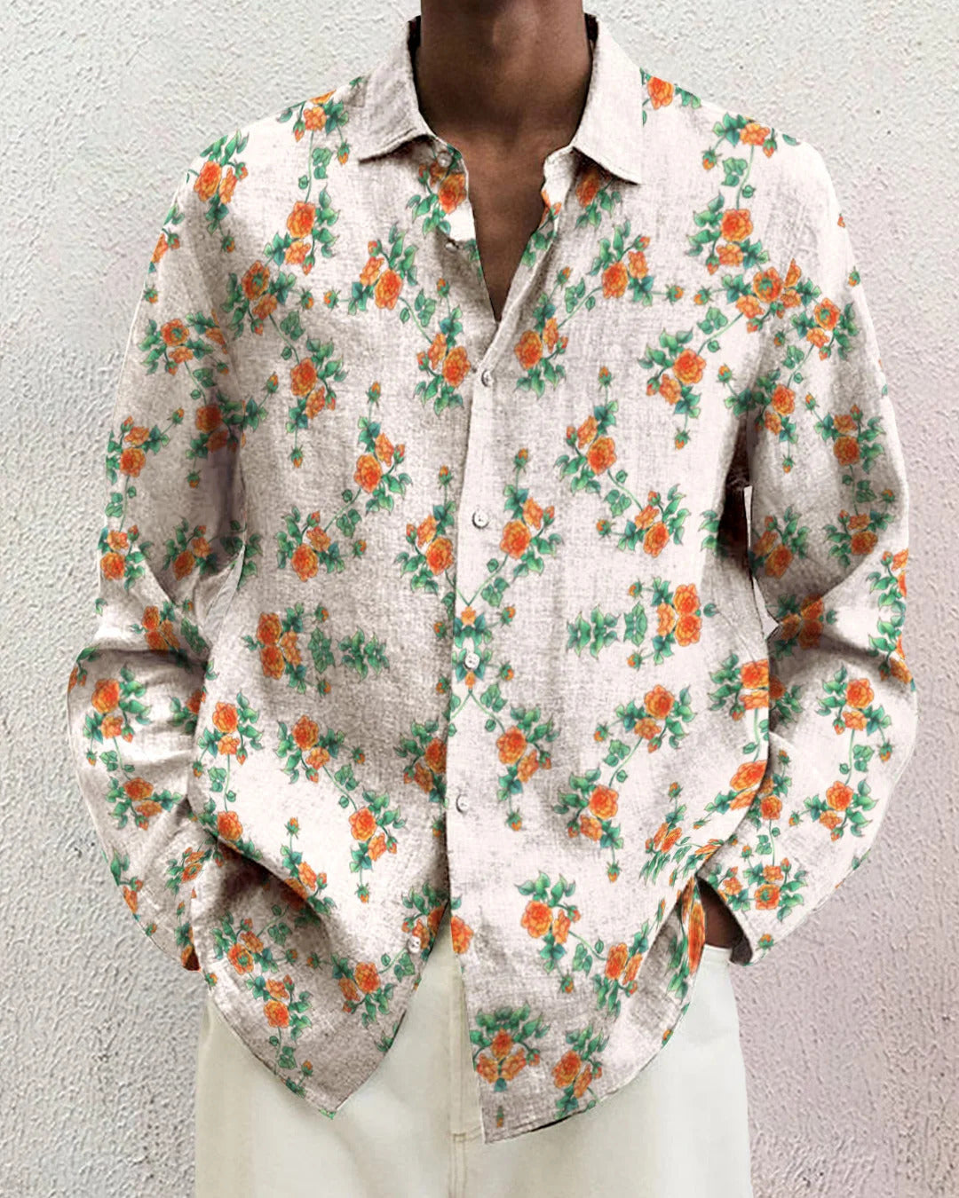 Long Sleeve Floral Shirt Fashion City Loose Men's Clothing Casual Pullover