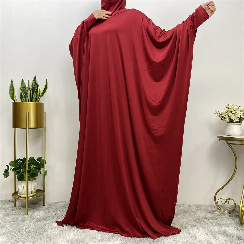 Middle East Women's Traditional Solid Color Long Sleeve Loose Robe Abaya