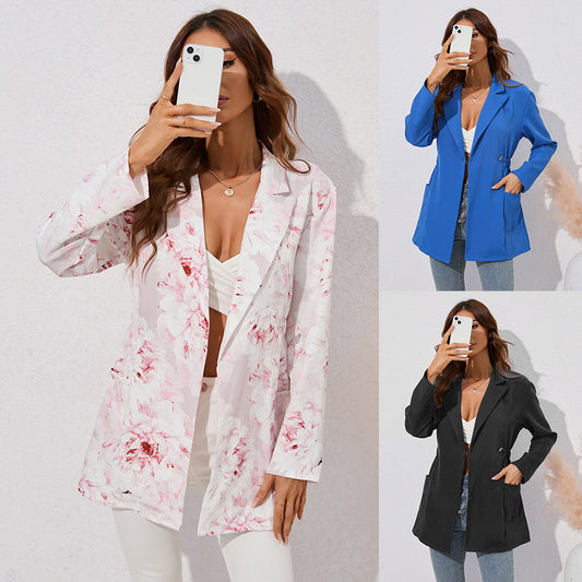 Fall And Winter Lapels Small Suit Mid-length Long Sleeve Jacket