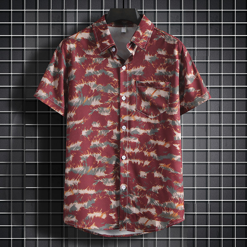 Men's Stylish Beach Flowers Half Sleeve Shirt