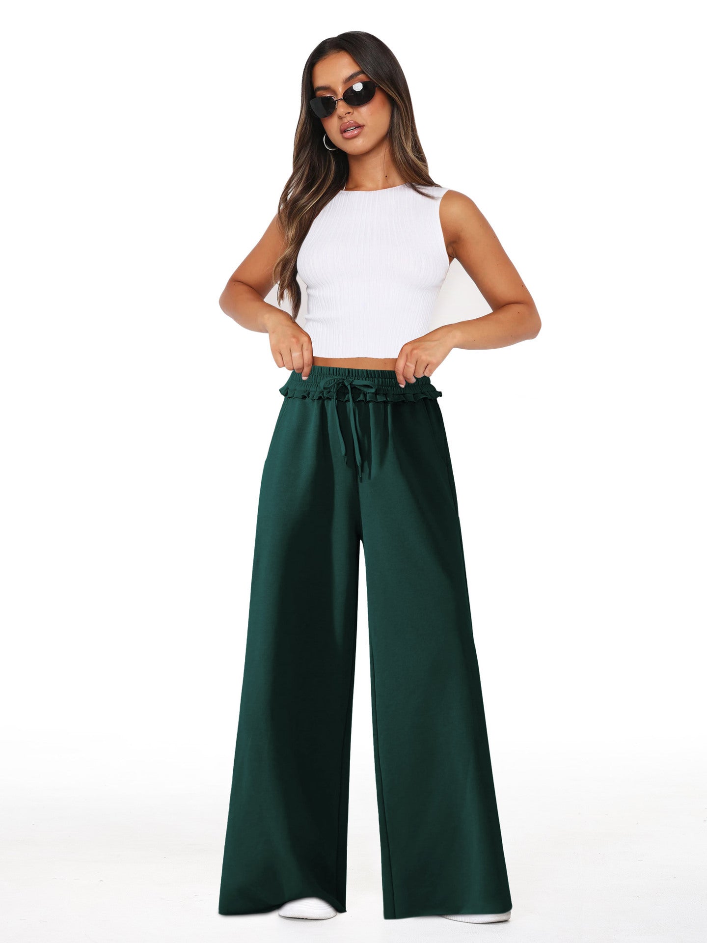 Versatile Pocket Straight Wide-leg Pants