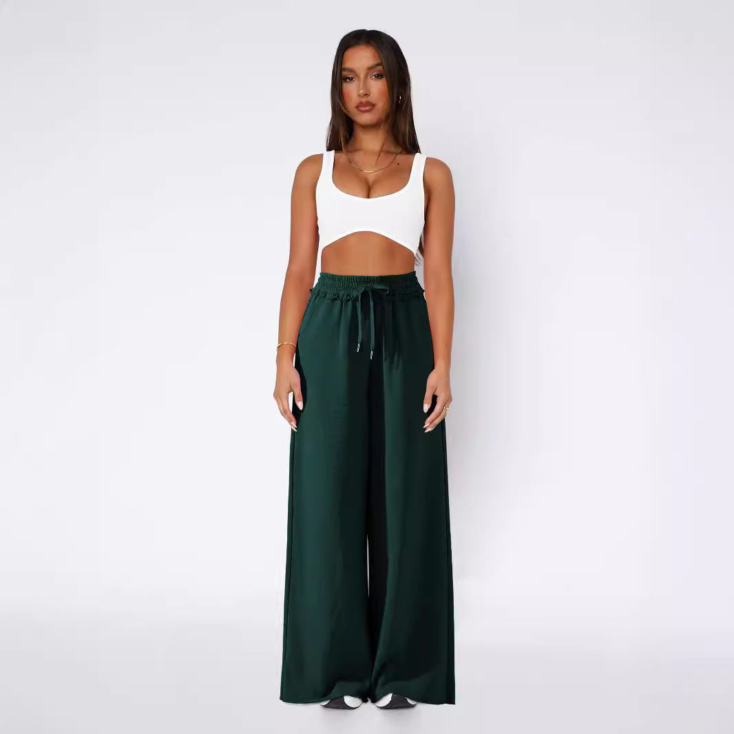 Versatile Pocket Straight Wide-leg Pants