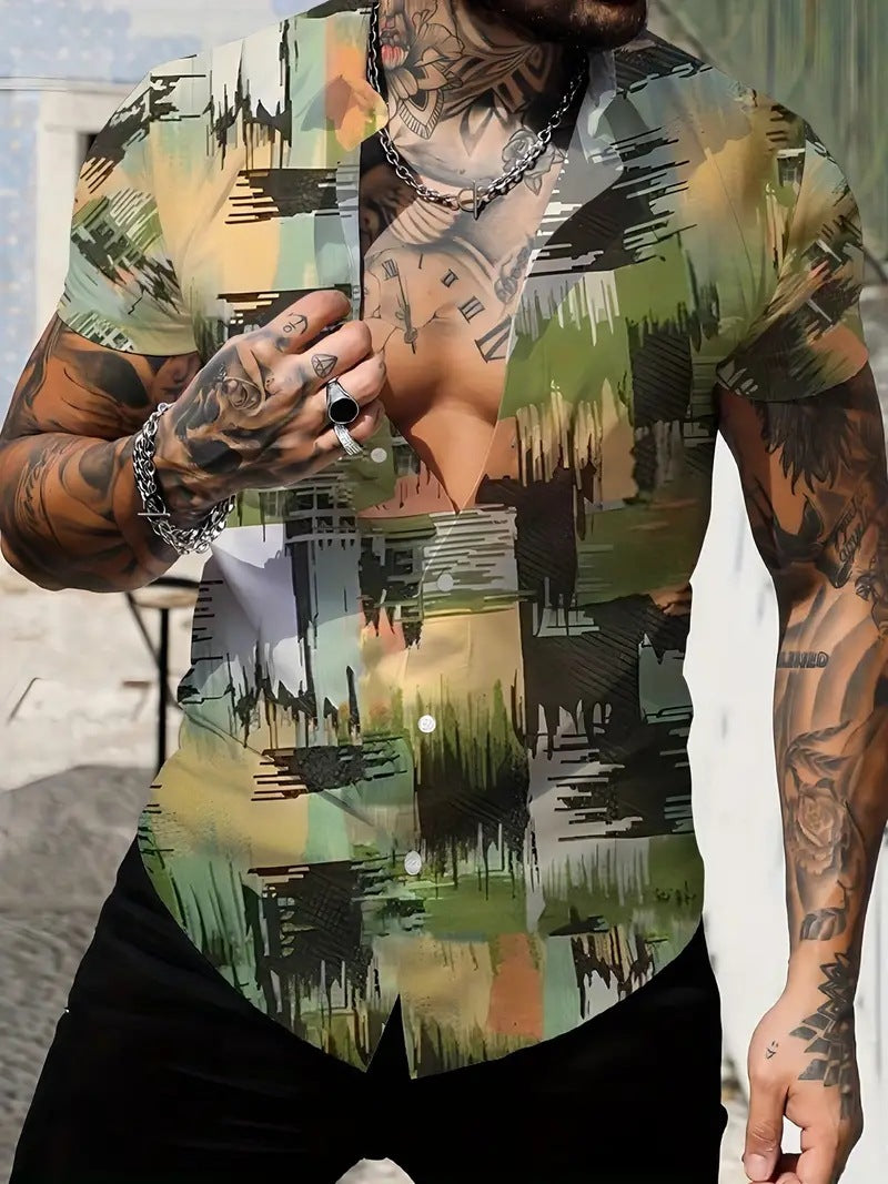 3D Printed Short-sleeved Shirt Summer Men