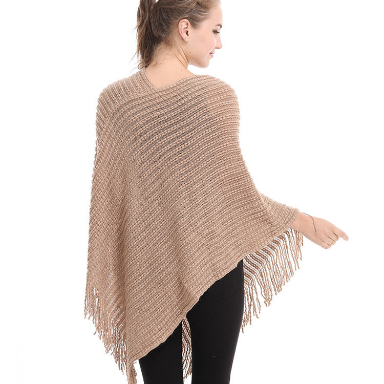 Women's Knitted Cloak Shawl Fashion