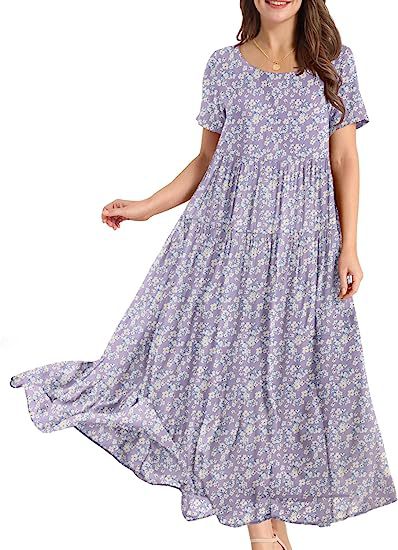 Casual And Comfortable Pleated Loose Floral Dress