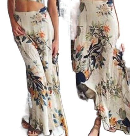 Band Printed Half Body Wrapped Chest Long Skirt Set