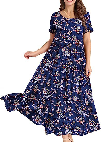 Casual And Comfortable Pleated Loose Floral Dress