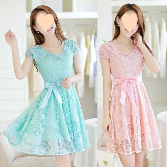 Korean Style Lace Chiffon Waist Slimming Line Skirt