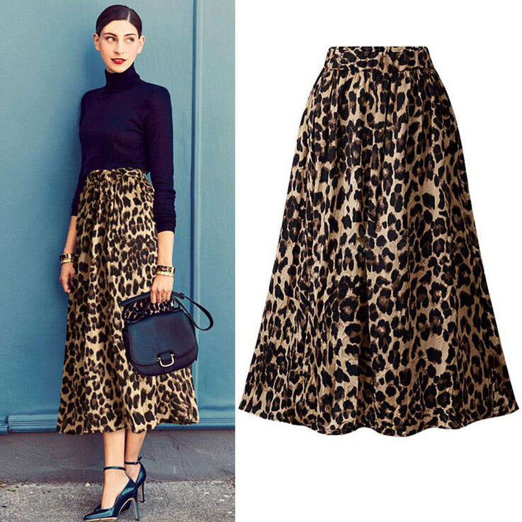 European Station Leopard Print Casual Skirt