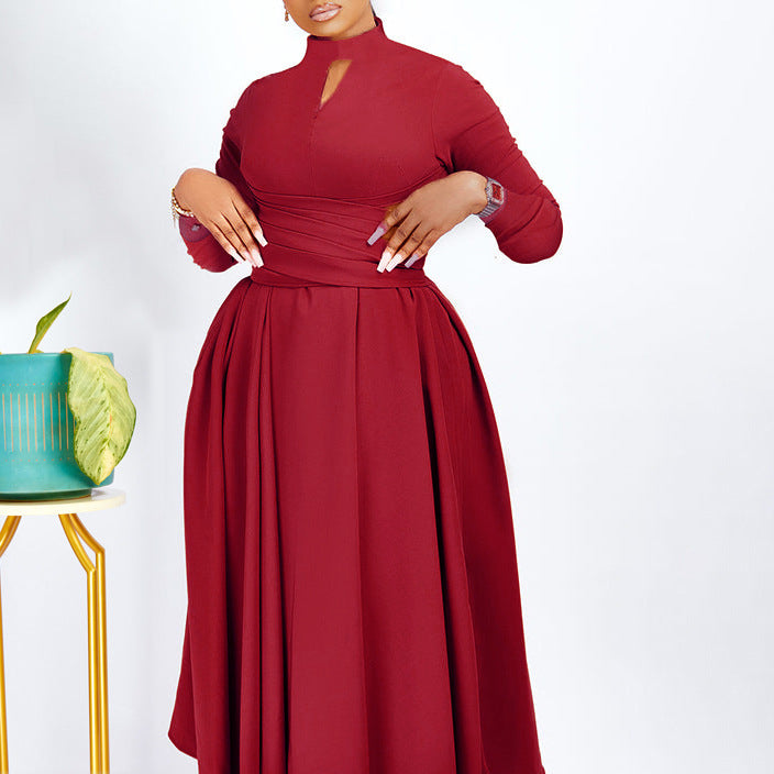 Elegant Pleated African Plus Size Large Swing Skirt Foreign Trade Dress