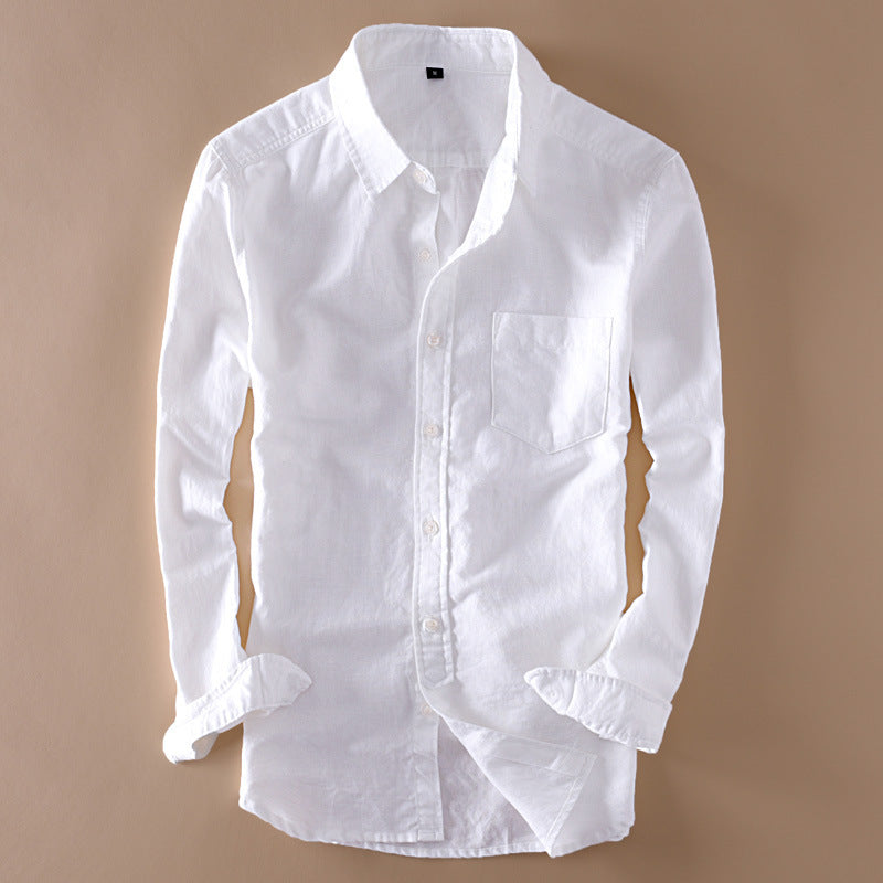 Simple White Linen Shirt For Men