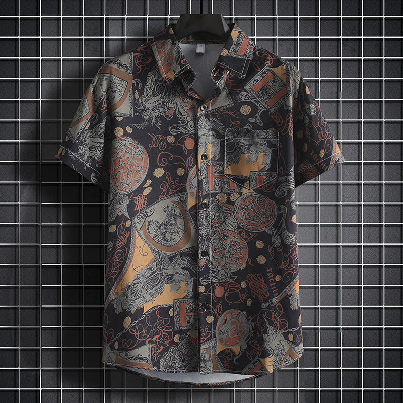 Men's Stylish Beach Flowers Half Sleeve Shirt