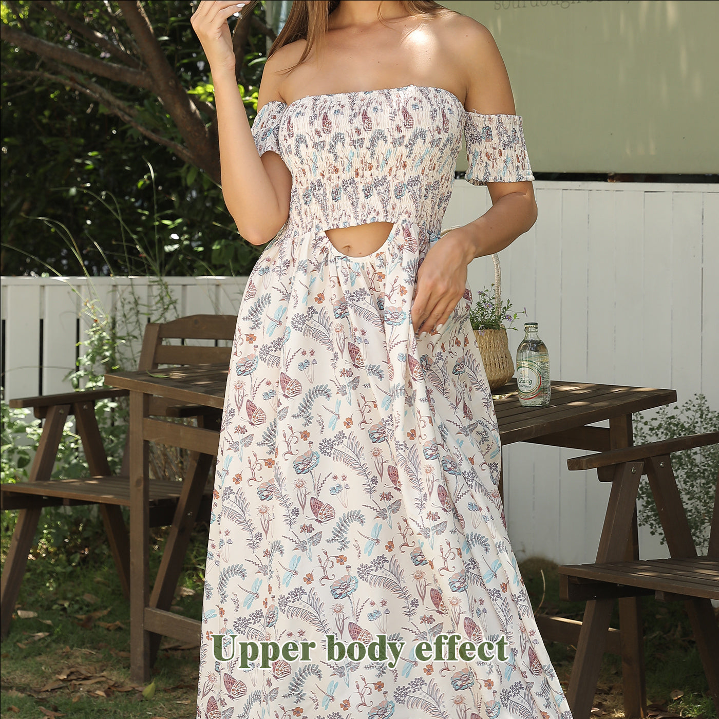 Women's Off Shoulder Strapless Floral Dress