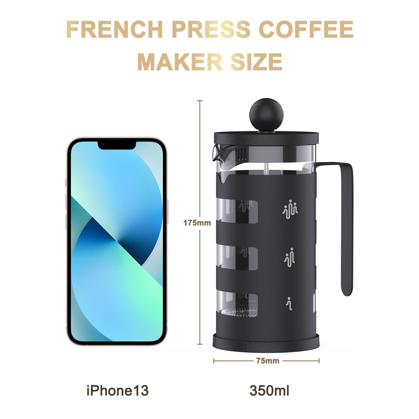 RAINBEAN  French Press Coffee Maker Easy Cleaning Cafeteria, Heat Resistant Borosilicate Glass