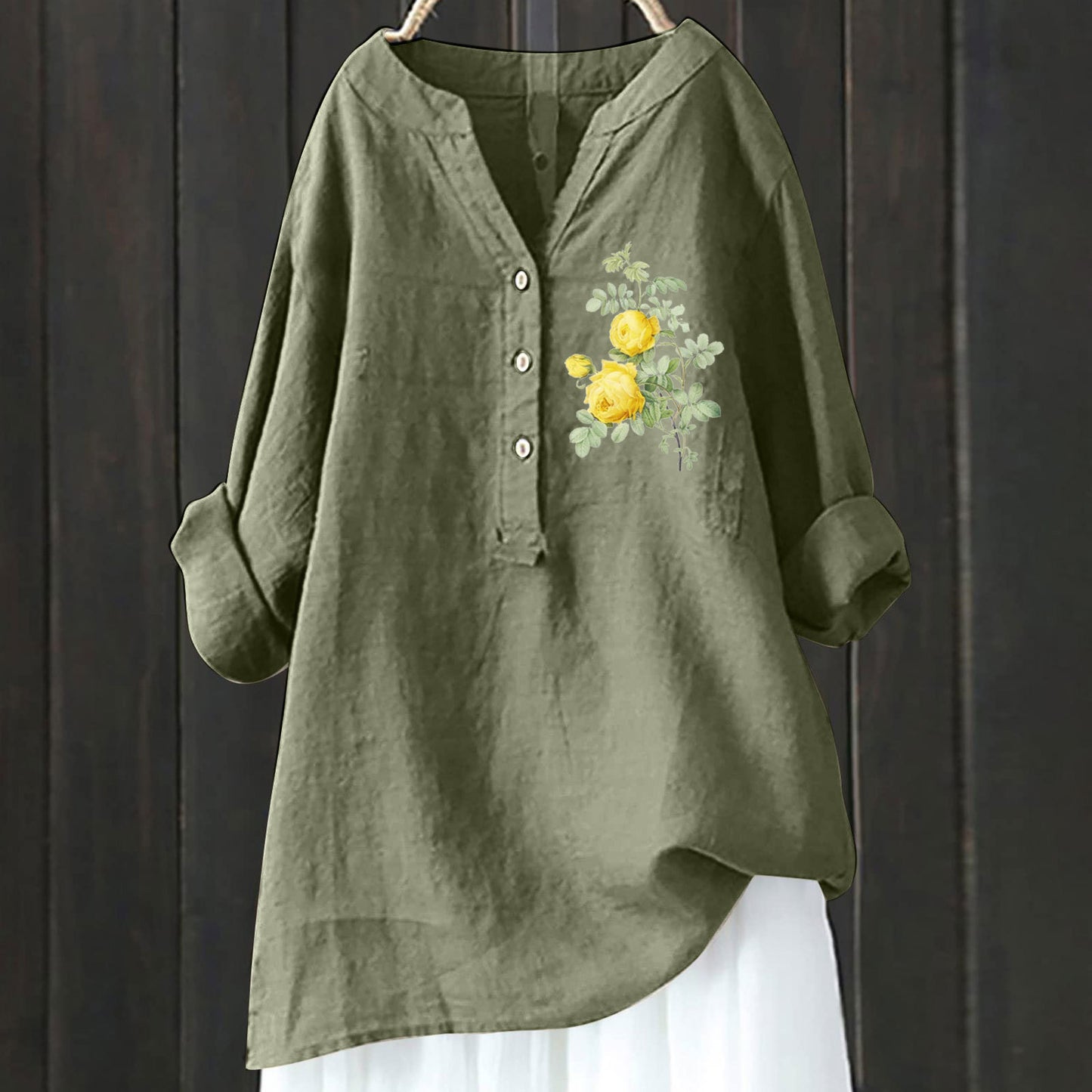 Chinese Style Bamboo Linen Comfort Printing Fashionable All-match Shirt