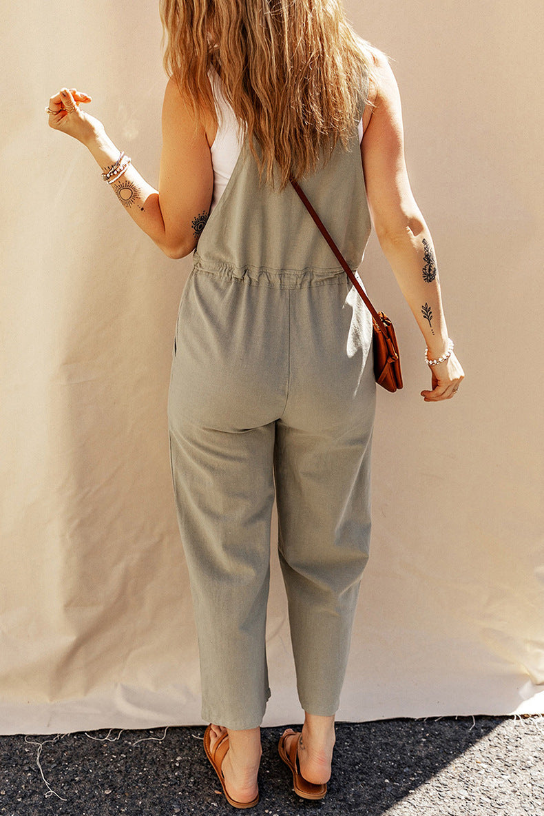 Solid Color Camisole Jumpsuit Loose Sleeveless